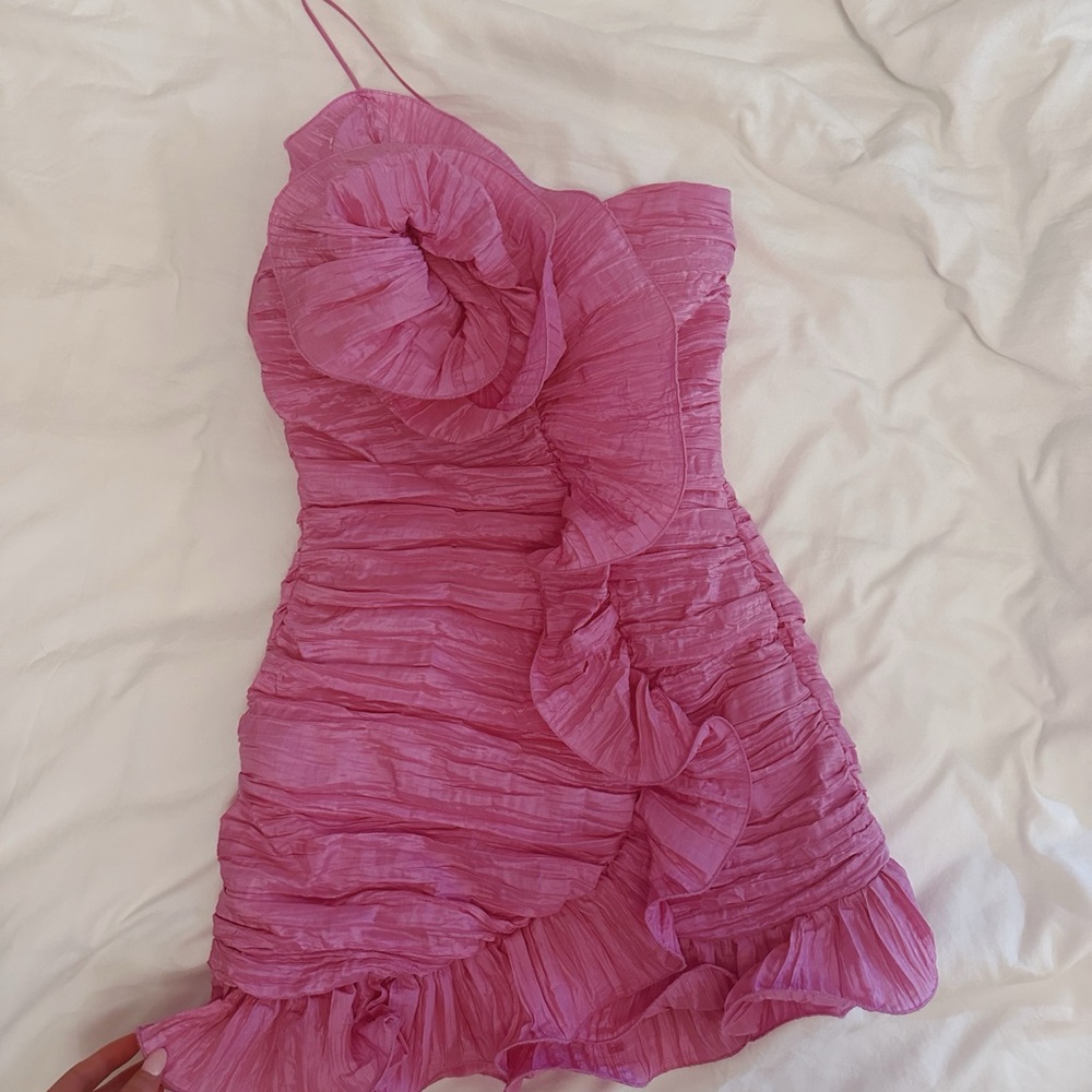 LoveShackFancy Pink Ruffled Mini Dress - Picture 4 of 5